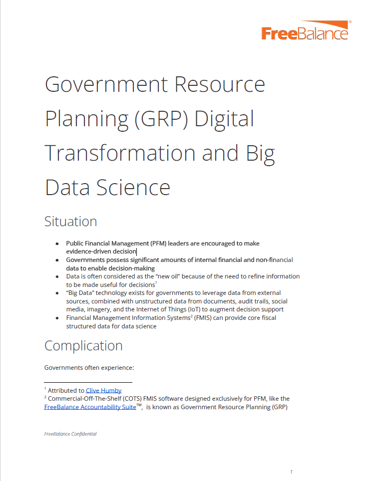 Government Resource Planning Digital Transformation and Big Data Science